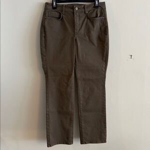 NYDJ Olive Green Marilyn Straight Jeans Women’s Size 10 Petite